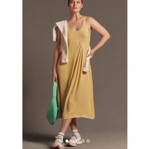 Anthropologie The Gemini Twofer Maxi Dress Yellow Size Small Workwear Classic